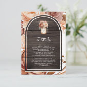 Terracotta Floral Mason Jar Wood Wedding Details エンクロージャーカード (スタンド正面)