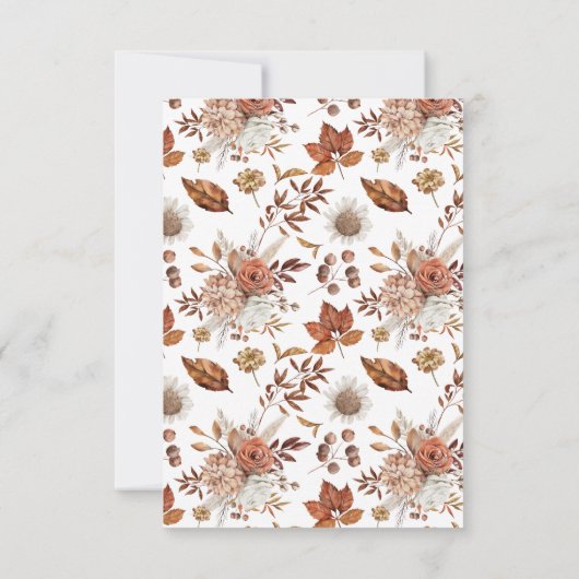 Terracotta Floral Navy Blue Wedding 出欠カード (裏面)