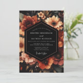 Terracotta Floral Nocturne Wedding 招待状 (スタンド正面)