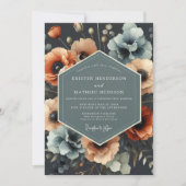 Terracotta Floral Opulent Wedding 招待状 (正面)