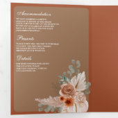 Terracotta Floral Pampas Beige Tan QR Code Wedding 三つ折り招待状 (内部最初)