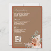 Terracotta Floral Pampas Beige Tan QR Code Wedding 招待状 (裏面)