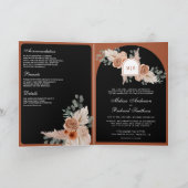 Terracotta Floral Pampas Black QR Code Wedding 招待状 (内部)