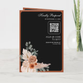 Terracotta Floral Pampas Black QR Code Wedding 招待状 (裏面)