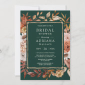 Terracotta Floral Photo Emerald Bridal Shower 招待状 (正面)