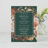 Terracotta Floral Photo Emerald Bridal Shower 招待状 (スタンド正面)