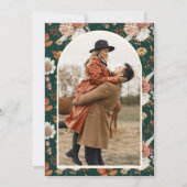 Terracotta Floral Photo Emerald Green Wedding セーブザデート (裏面)