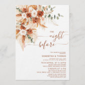 Terracotta floral Rehearsal Dinner Night Before 招待状 (正面)