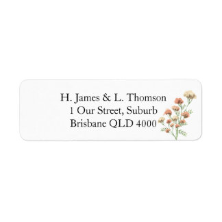 Terracotta Floral Return Address Stickers ラベル