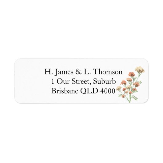 Terracotta Floral Return Address Stickers ラベル (正面)