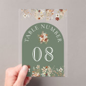 Terracotta Floral Sage Green Acrylic Table Number アクリル招待状 (インサイチュ (ポータブル))