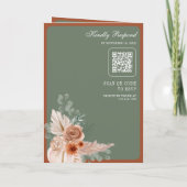 Terracotta Floral Sage Green QR Code Wedding 招待状 (裏面)