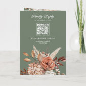 Terracotta Floral Sage Green QR Code Wedding 招待状 (裏面)