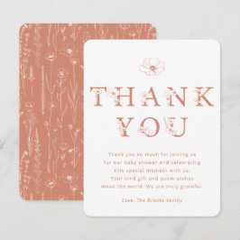 Terracotta Floral Thank You Card | Baby Shower サンキューカード