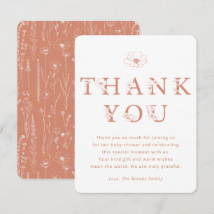 Terracotta Floral Thank You Card Baby Shower サンキューカード