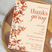 Terracotta Floral Thanksgiving Dinner Invitation 招待状