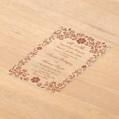 Terracotta Floral Timeless Wedding アクリル招待状 (レイダウン)