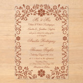 Terracotta Floral Timeless Wedding アクリル招待状 (正面)
