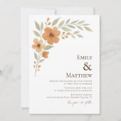 Terracotta Floral Watercolor Wedding Invitation 招待状 (正面)