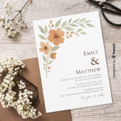Terracotta Floral Watercolor Wedding Invitation 招待状