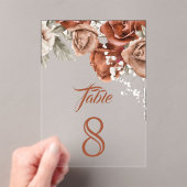 Terracotta Floral Wedding Acrylic Table Number アクリル招待状 (インサイチュ (ポータブル))