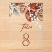 Terracotta Floral Wedding Acrylic Table Number アクリル招待状 (正面)