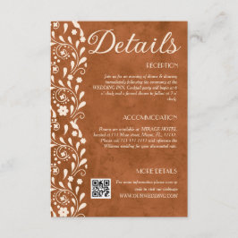 Terracotta Floral Wedding Details QR code エンクロージャーカード