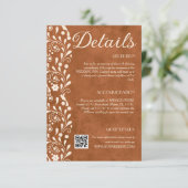 Terracotta Floral Wedding Details QR code エンクロージャーカード (スタンド正面)