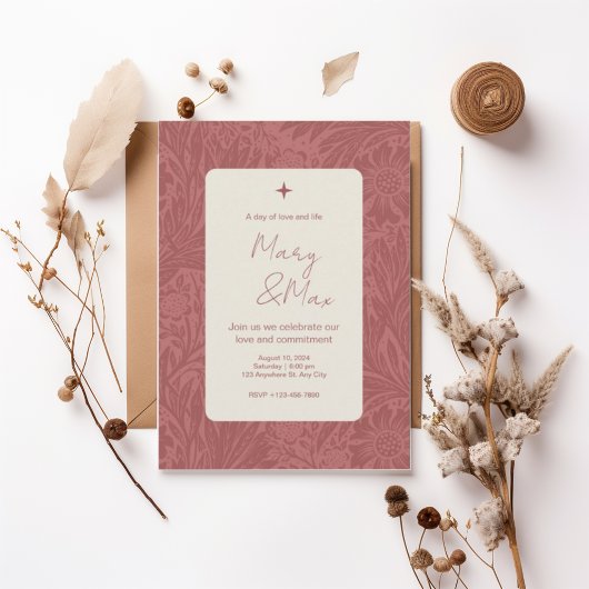 Terracotta Floral Wedding Invitation 招待状
