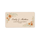 Terracotta Floral Wedding Return Address Label ラベル (正面)
