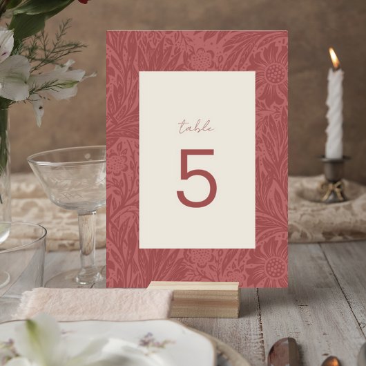Terracotta Floral Wedding Table Number Card テーブルナンバー