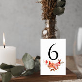 Terracotta Floral Wedding Table Number Card テーブルナンバー