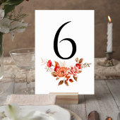 Terracotta Floral Wedding Table Number Card テーブルナンバー