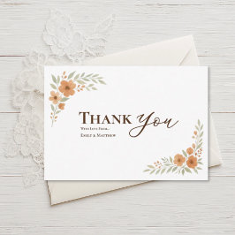 Terracotta Floral Wedding Thank You Card