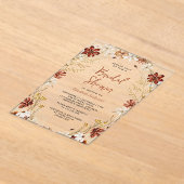 Terracotta Floral Wildflower Bridal Shower アクリル招待状 (レイダウン)