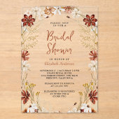 Terracotta Floral Wildflower Bridal Shower アクリル招待状 (正面)