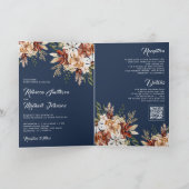 Terracotta Floral Wildflower Navy Blue Wedding 招待状 (内部)