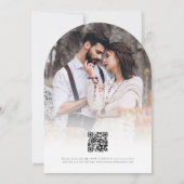 Terracotta Florals Photo QR Code Wedding Arch 招待状 (裏面)