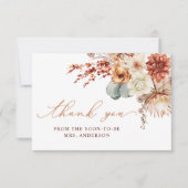 Terracotta Flowers Fall Bridal Shower Thank You カード (正面)