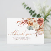 Terracotta Flowers Fall Bridal Shower Thank You カード (スタンド正面)