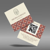 Terracotta Geometric Square QR Business Card スクエア名刺