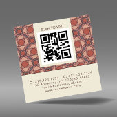 Terracotta Geometric Square QR Business Card スクエア名刺