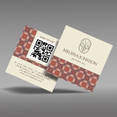 Terracotta Geometric Square QR Business Card スクエア名刺