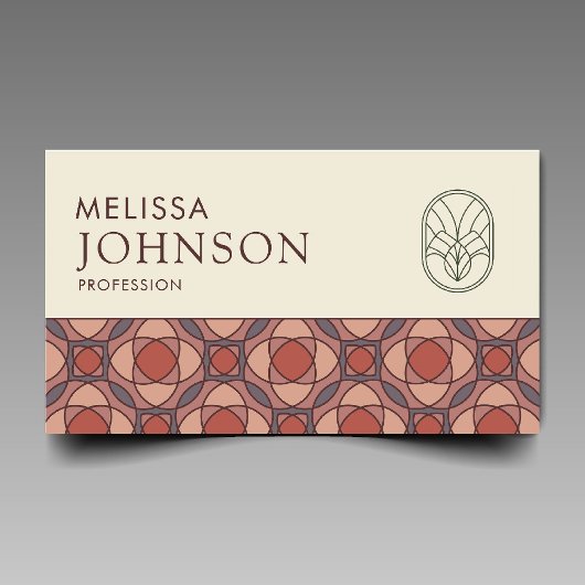 Terracotta Geometric Wellness QR Code 名刺