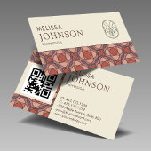 Terracotta Geometric Wellness QR Code 名刺