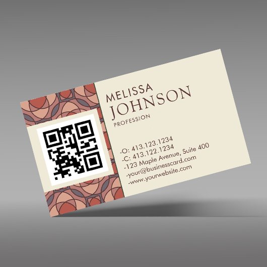 Terracotta Geometric Wellness QR Code 名刺