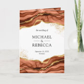 Terracotta Gold Abstract Ink QR Code Wedding 招待状 (正面)