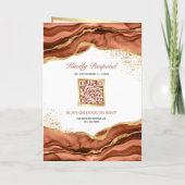 Terracotta Gold Abstract Ink QR Code Wedding 招待状 (裏面)