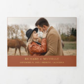 Terracotta Gold World Map All in One Wedding 三つ折り招待状 (カバー)