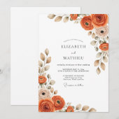 Terracotta Graceful Autumn Wedding 招待状 (正面/裏面)